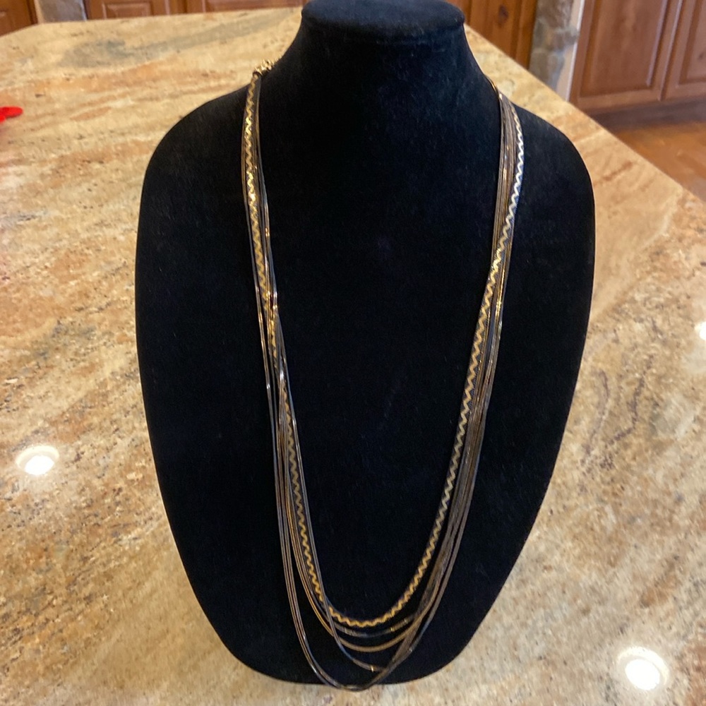 6 strand black and gold 36inch fashion necklace